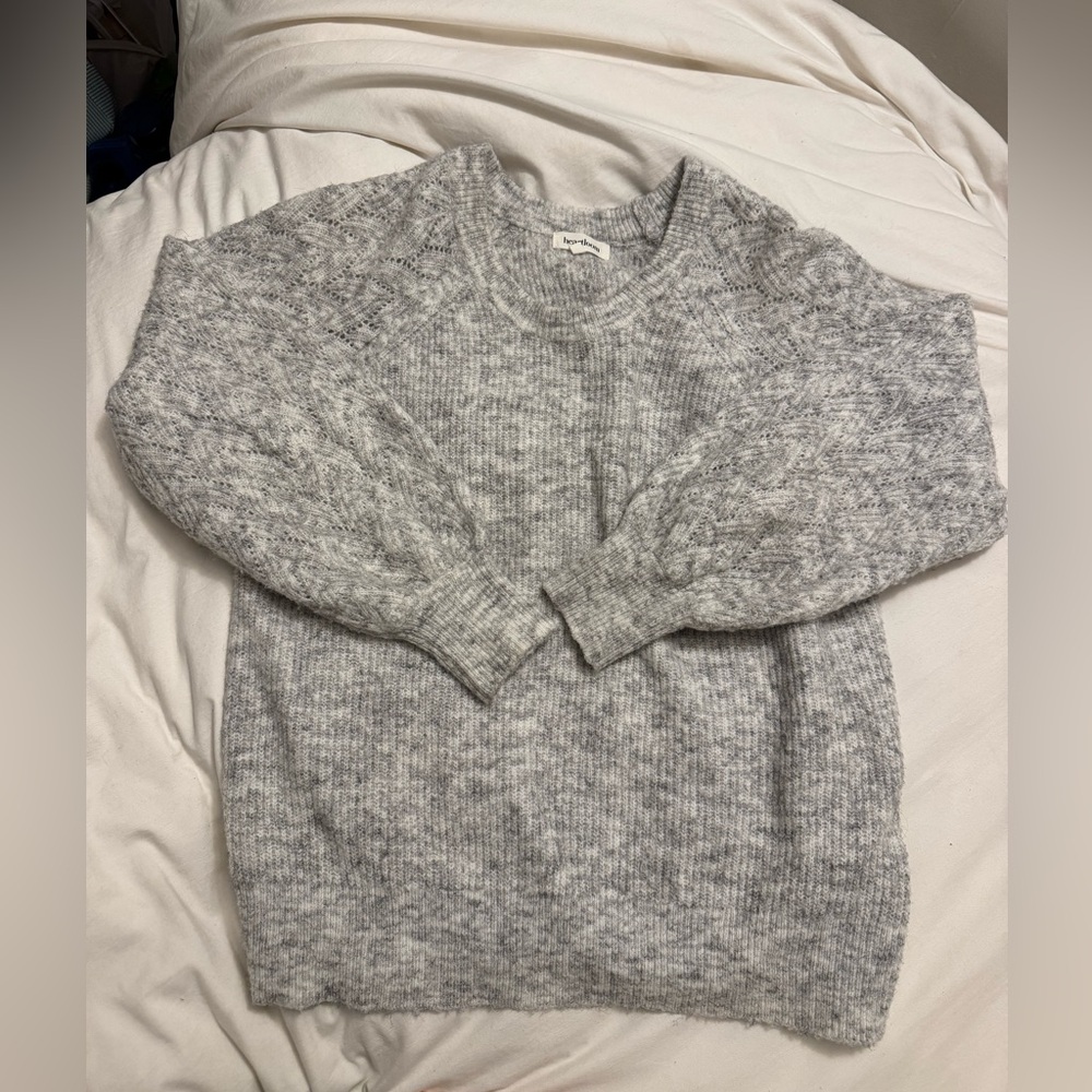Heartloom Light Gray Crewneck Sweater